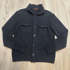 Vintage Made In Italy Claudio Ferrante 100% Wool Sz M Cardigan Sweater Gray